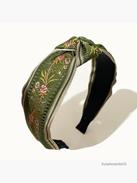 Vintage Braid Embroidered Wide Headband Set of 4 Elastic Non-Slip main image 5